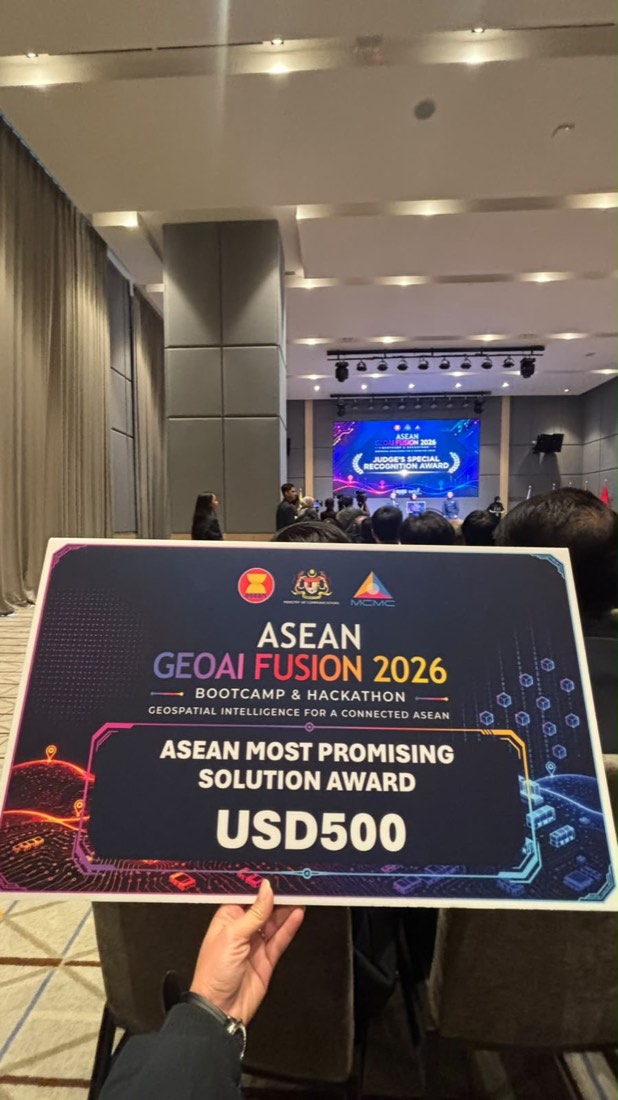 The ASEAN Most Promising Solution Award board from ASEAN GeoAI Fusion 2026