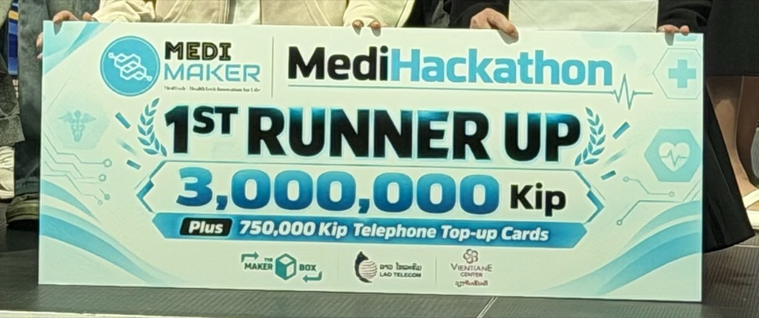 The 1st Runner Up cheque: 3,000,000 kip plus 750,000 kip in top-up cards